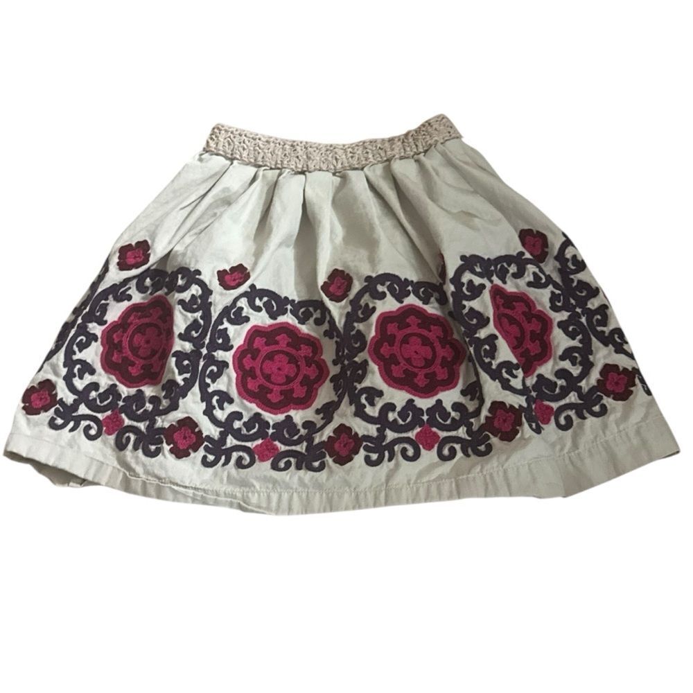 Peek Grey Pink & Purple Embroidered Skirt